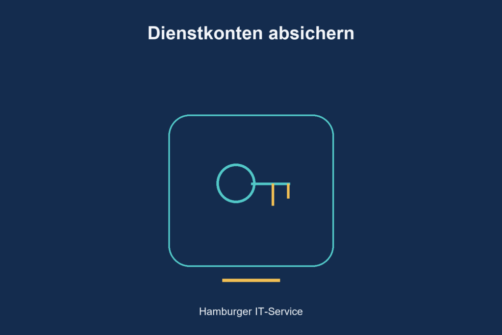 Dienstkonten absichern: zentrales Symbol für Zugangsberechtigungen