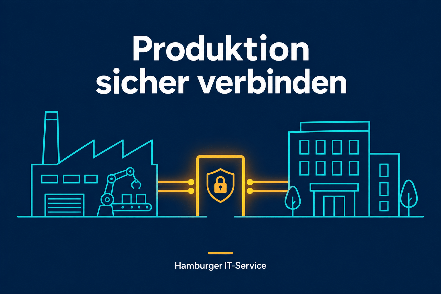 Fabrik und Bürogebäude sind über einen kontrollierten Zugang miteinander verbunden.