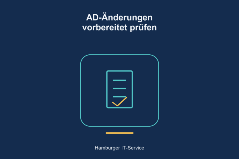 AD-Änderungen vorbereitet prüfen: schematische Darstellung von Prüfung, Zugängen und Systemen